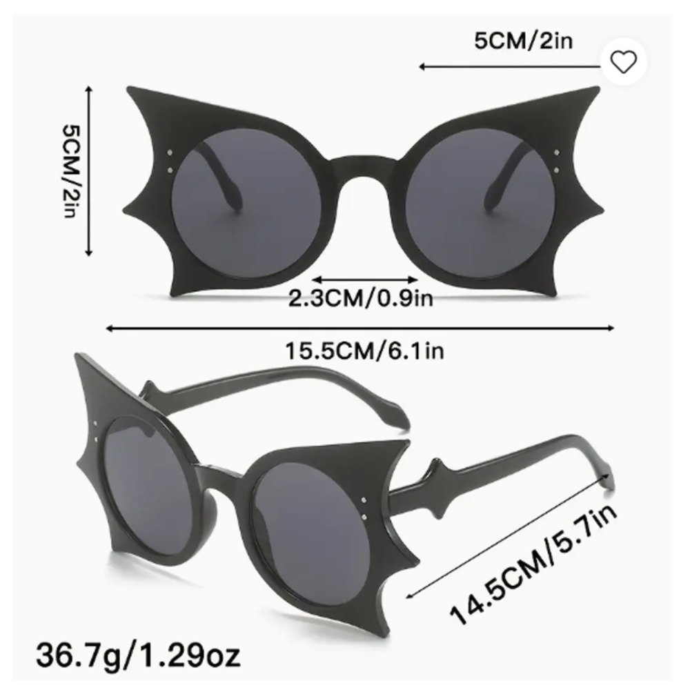 Red Oversized Bat Wing Sunglasses - Halloween Vamp Gothic Glasses With Case - Picture 3 of 4